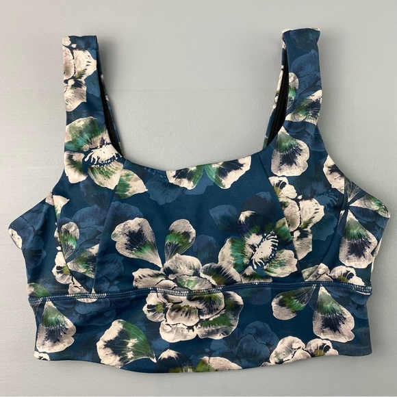 Dip fitness exercise workout bra blue cream floral print wms sz large - Picture 8 of 10